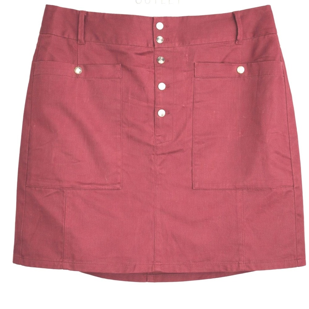 Ann Taylor LOFT NWT Outlet Burgundy Utility Mini Skirt Button Front Fall 16
